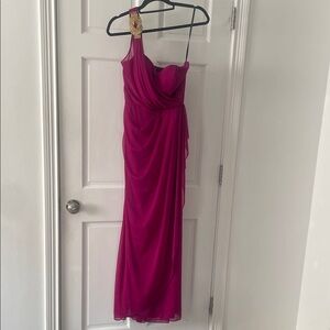 Xscape Fuchsia One Shoulder Dress